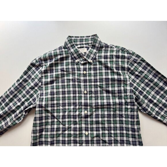 CLUB MONACO Navy Green Check Cotton Slim Fit Button Down Oxford Shirt, Size L - Picture 5 of 12